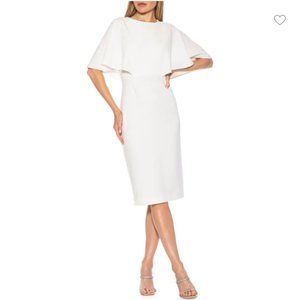 ALEXIA ADMOR Riley Cape Sleeve Sheath Dress White Large